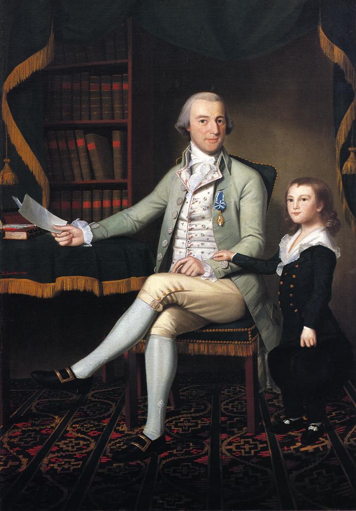 Colonel Benjamin Tallmadge and son William Tallmadge, vintage artwork by Ralph Earl, 12x8" (A4) Poster