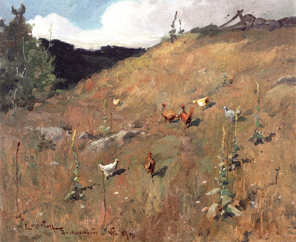 Landscape with Chickens by Willard Leroy Metcalf,A3(16x12")Poster