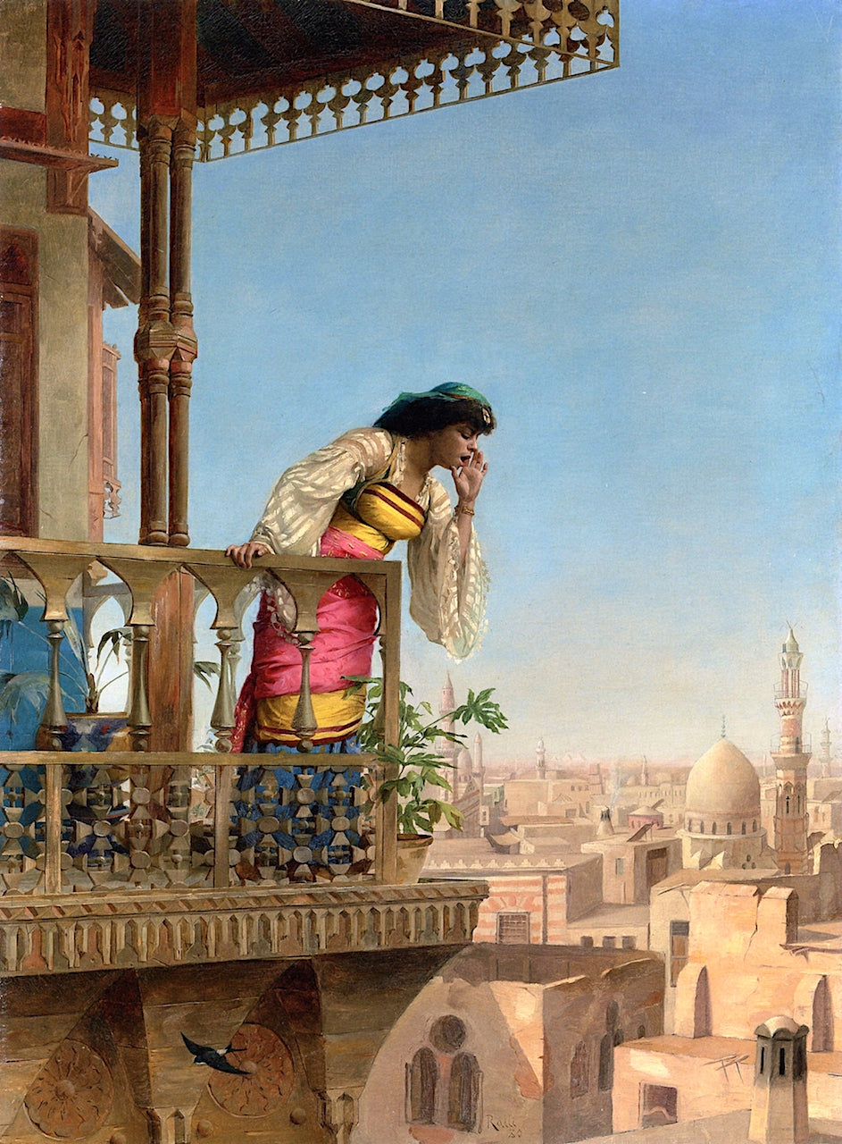 On the Balcony, Cairo by Theodoros Ralli,A3(16x12")Poster