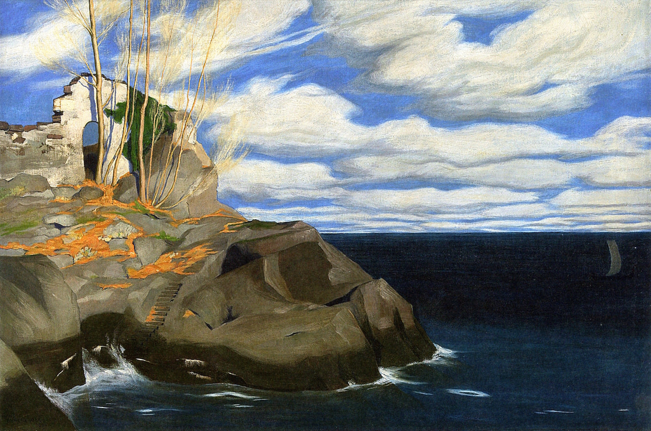 Lonely Shore, vintage artwork by Hans Emmenegger, 12x8" (A4) Poster