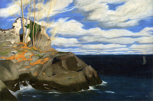 Lonely Shore, vintage artwork by Hans Emmenegger, 12x8" (A4) Poster