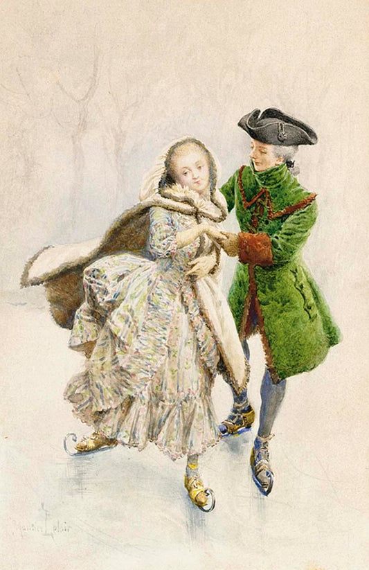 A couple skating by Maurice Leloir,A3(16x12")Poster