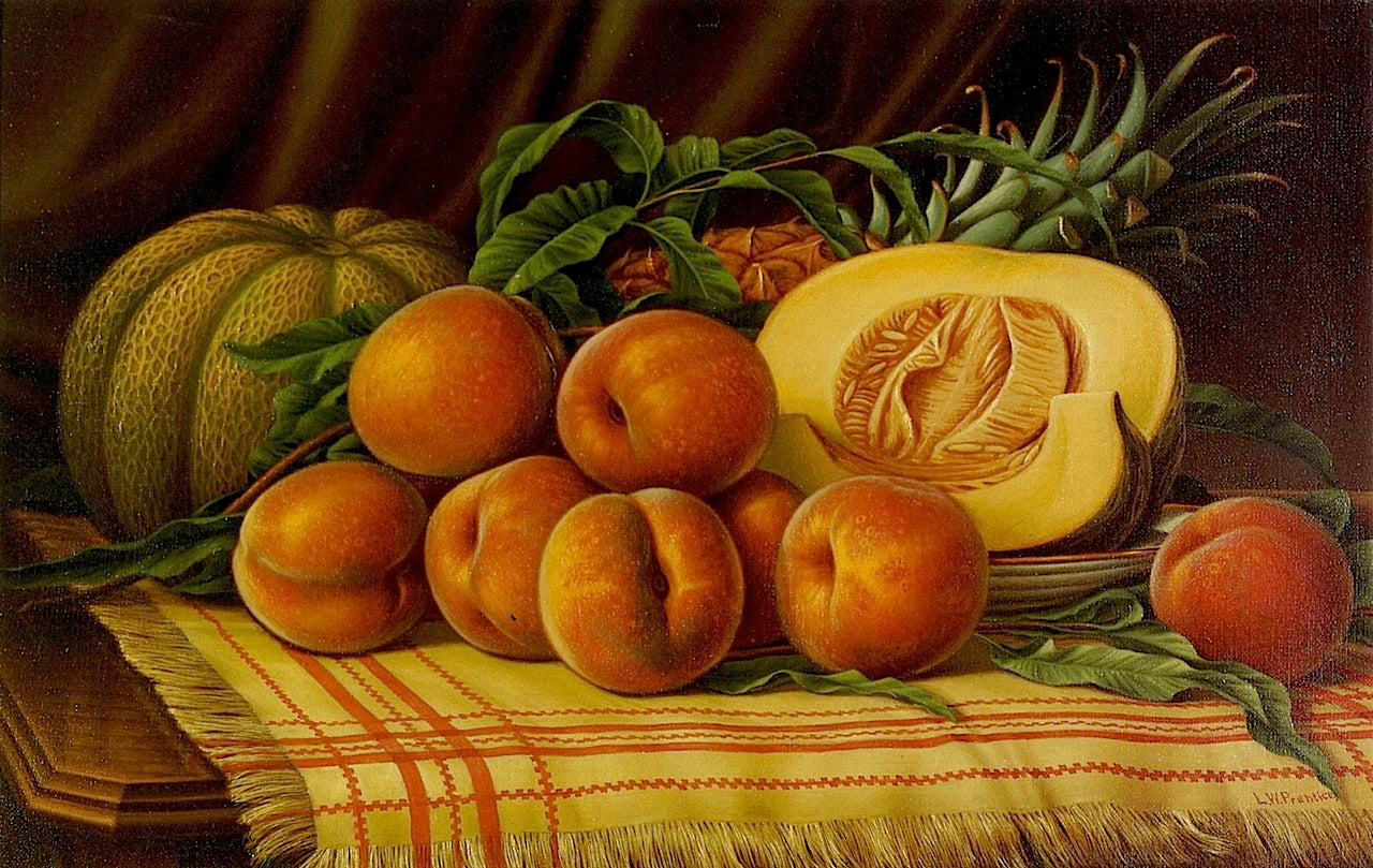 Melons, Peaches and Pineapple, vintage artwork by Levi Wells Prentice, 12x8" (A4) Poster