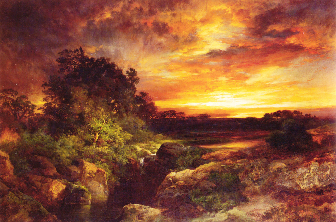 An Arizona Sunset Near the Grand Canyon, vintage artwork by Thomas Moran, 12x8" (A4) Poster