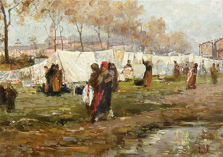 The Laundry, vintage artwork by Luigi Nono, 12x8" (A4) Poster