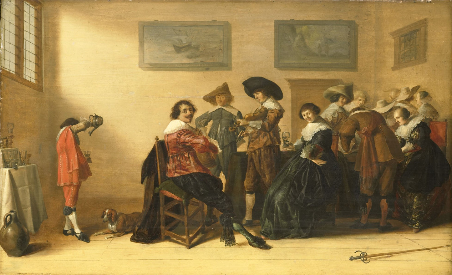 Merry Company in a Room, vintage artwork by Anthonie Palamedesz, 12x8" (A4) Poster