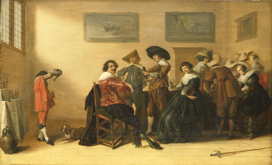 Merry Company in a Room, vintage artwork by Anthonie Palamedesz, 12x8" (A4) Poster