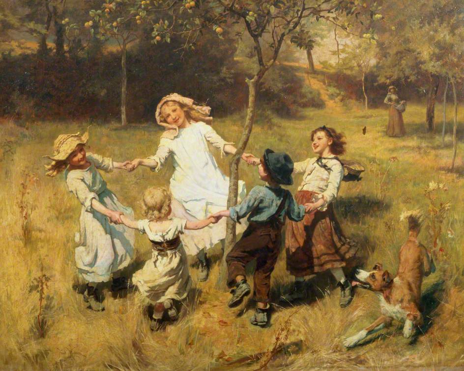 Ring-a-Ring-a-Roses-Oh, vintage artwork by Frederick Morgan, 12x8" (A4) Poster