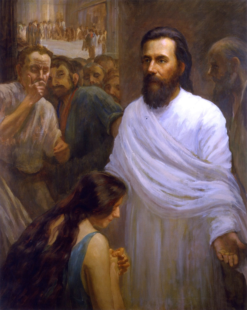 Cast the First Stone, vintage artwork by Jean Mannheim, 12x8" (A4) Poster