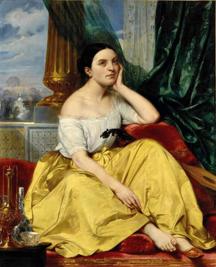 Portrait presume de Laure Deveria, vintage artwork by Eugene François Marie Joseph Deveria, A3 (16x12") Poster Print