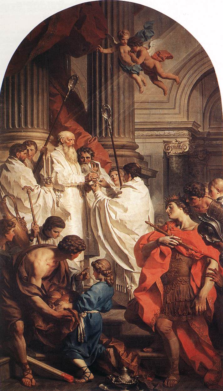 Mass of St Basil, vintage artwork by Pierre Subleyras, 12x8" (A4) Poster
