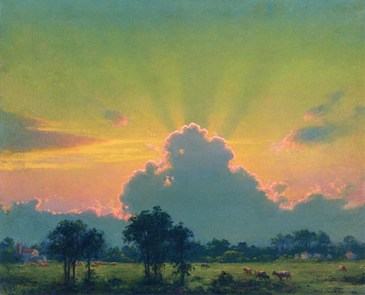 The Farm at Sunset by Charles Courtney Curran,A3(16x12")Poster