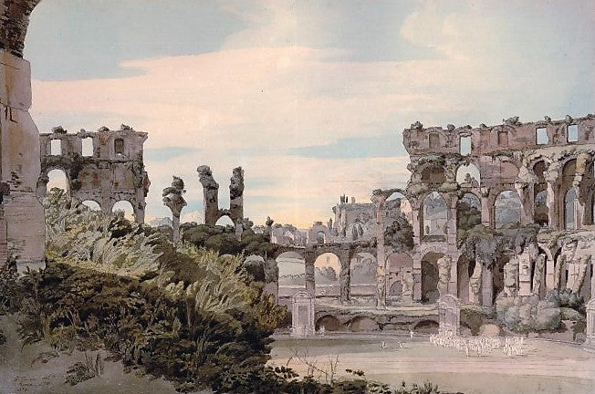 Inside of the Colosseum from the Emperor's seat, vintage artwork by Francis Towne, 12x8" (A4) Poster