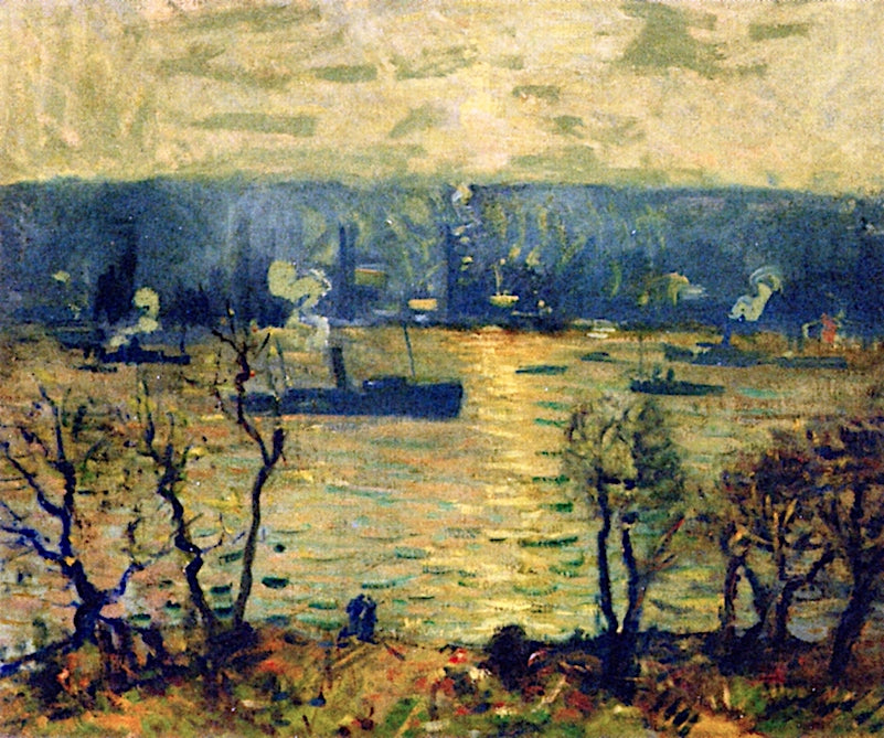 Along the Palisades, Hudson River, New York, vintage artwork by Arthur Clifton Goodwin, 12x8" (A4) Poster