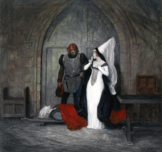 'At Daybreak, Mistress, in Execution of the Sentence Passed Upon Him Yesterday in the Governor's..., vintage artwork by Newell Convers (N.C.) Wyeth, 12x8" (A4) Poster