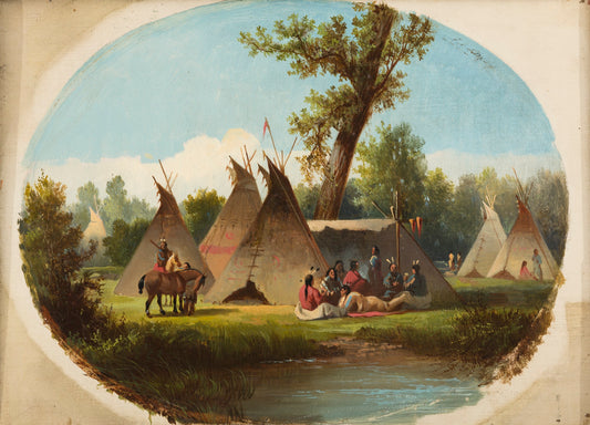 Assiniboin Encampment on the Upper Missouri, vintage artwork by John Mix Stanley, A3 (16x12") Poster Print