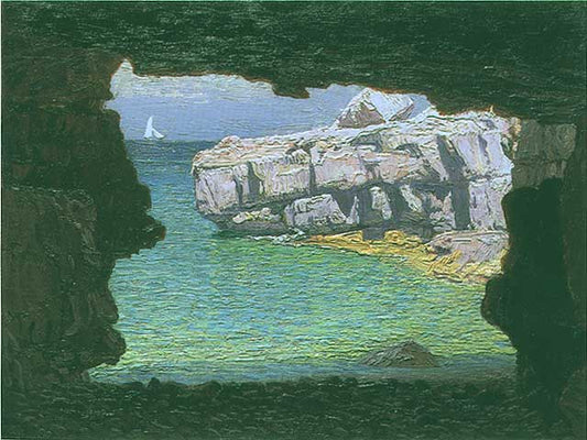 Grotto in Sorrento, vintage artwork by Edward Okuń, 12x8" (A4) Poster
