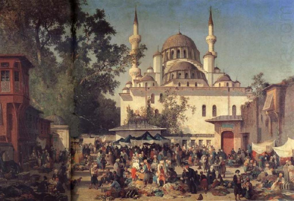 View of Constantinople, vintage artwork by Germain Fabius Brest, 12x8" (A4) Poster