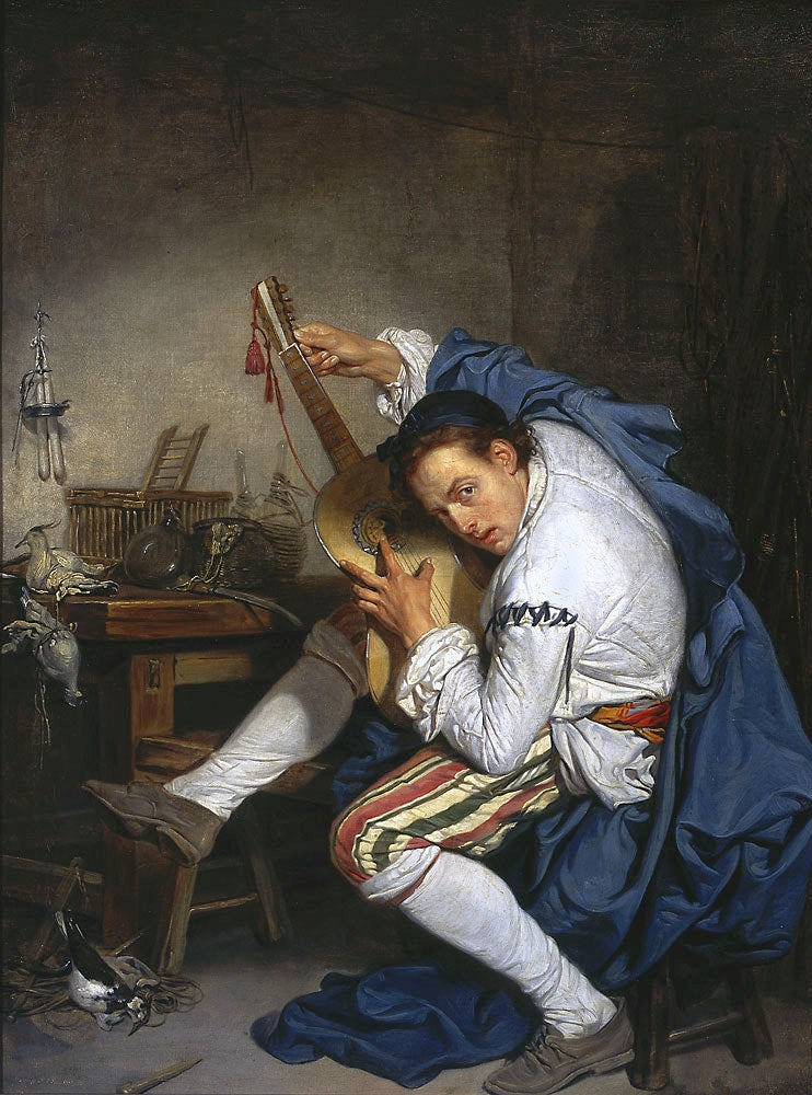 The Guitarist, vintage artwork by Jean-Baptiste Greuze, 12x8" (A4) Poster