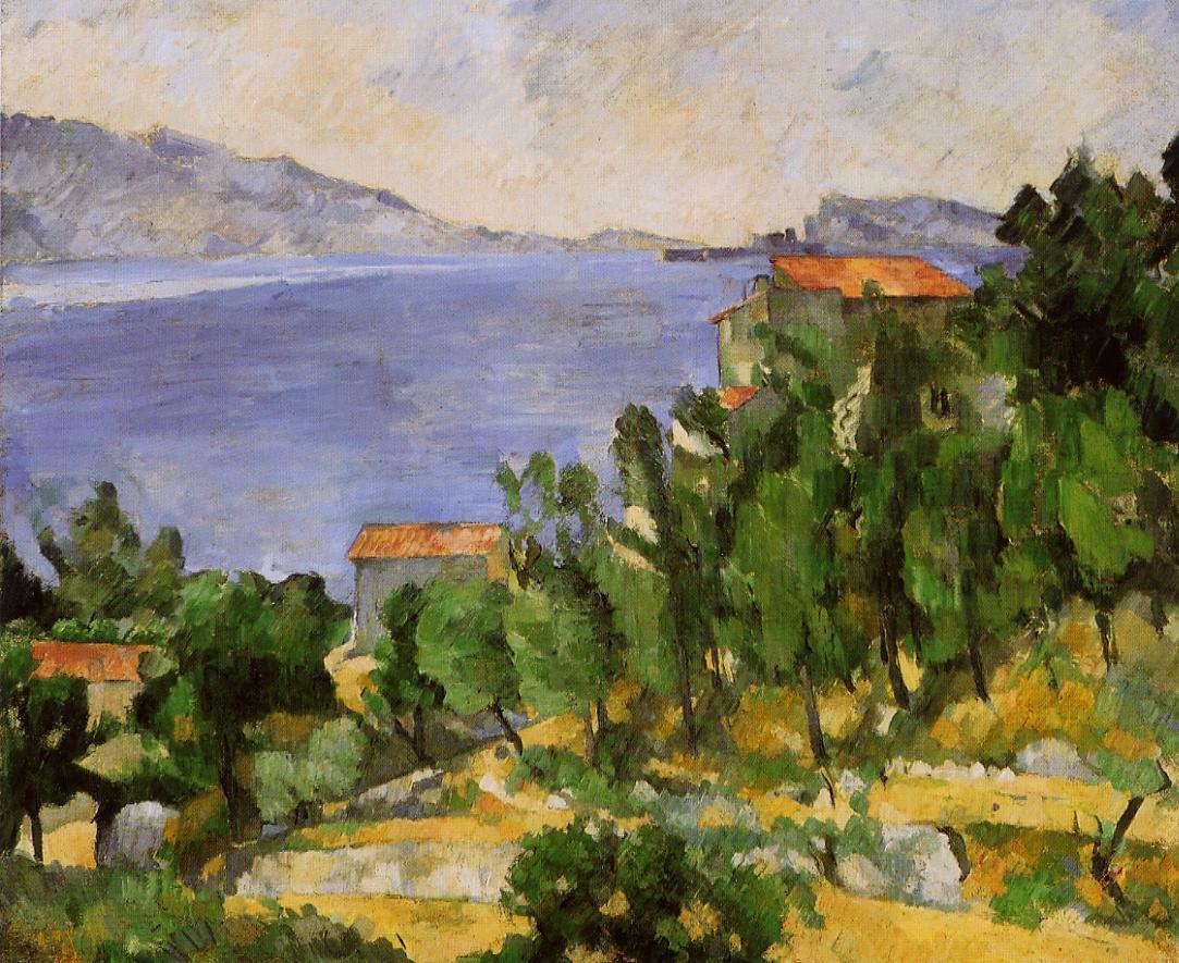 The Bay of L'Estaque from the East, vintage artwork by Paul Cezanne, 12x8" (A4) Poster