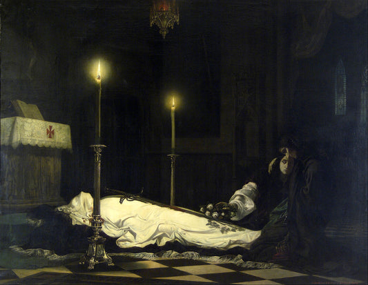 The Mourning of László Hunyadi, vintage artwork by Viktor Madarász, 12x8" (A4) Poster