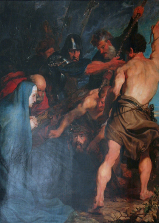 Christ collapses carrying the cross, vintage artwork by Anthony van Dyck, 12x8" (A4) Poster