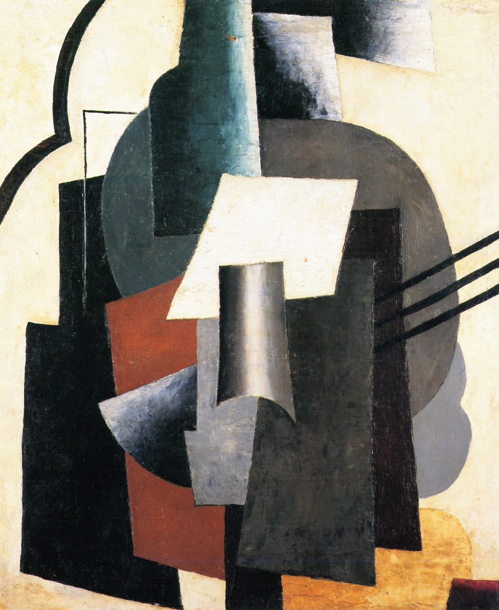 Painterly Architectonic with Three Stripes, vintage artwork by Liubov Popova, 12x8" (A4) Poster