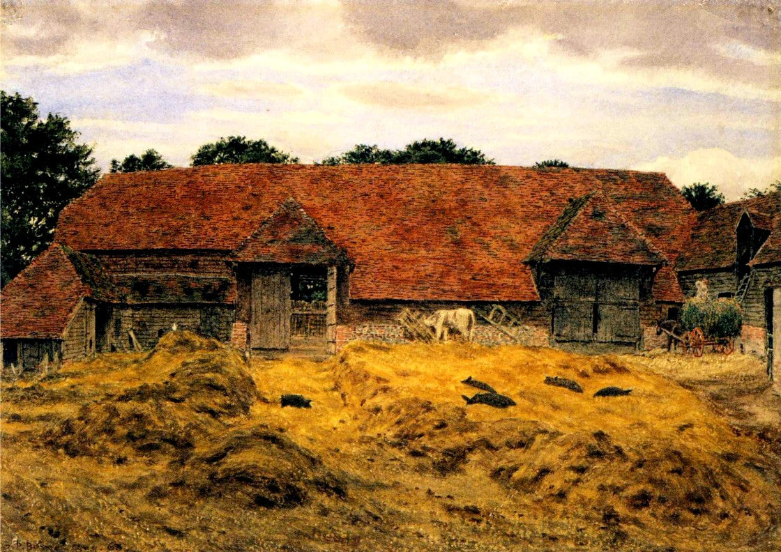 Old Barn at Whitchurch, Oxon, vintage artwork by George Price Boyce, R.W.S., 12x8" (A4) Poster