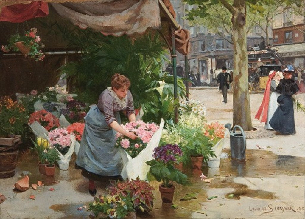 The Flower Market by Louis Marie de Schryver,A3(16x12")Poster