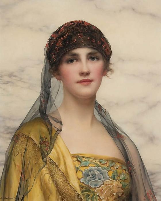Portrait of a Beauty, vintage artwork by William Clarke Wontner, 12x8" (A4) Poster