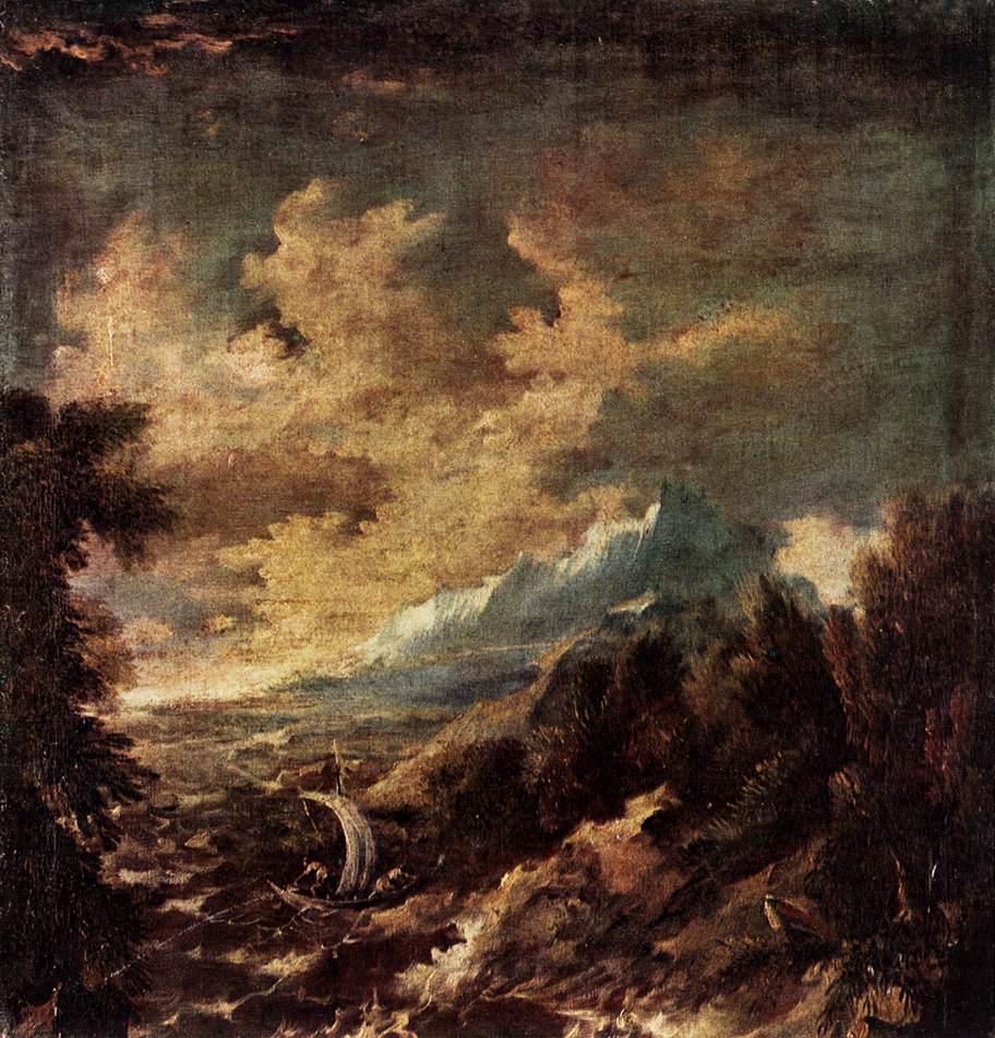 Stormy Region, vintage artwork by Marco Ricci, 12x8" (A4) Poster