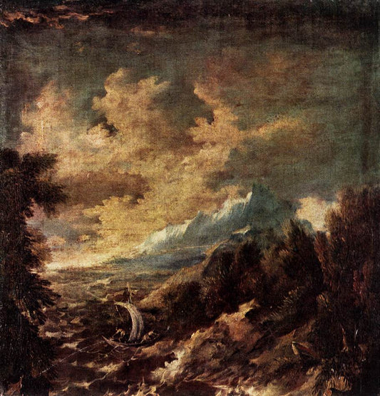Stormy Region, vintage artwork by Marco Ricci, 12x8" (A4) Poster