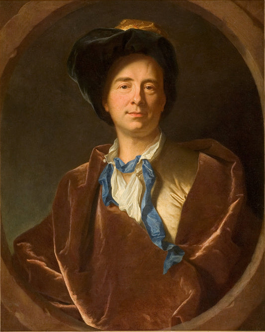 Portrait of Bernard Le Bouyer de Fontenelle (1657-1757), vintage artwork by Hyacinthe Rigaud, 12x8" (A4) Poster