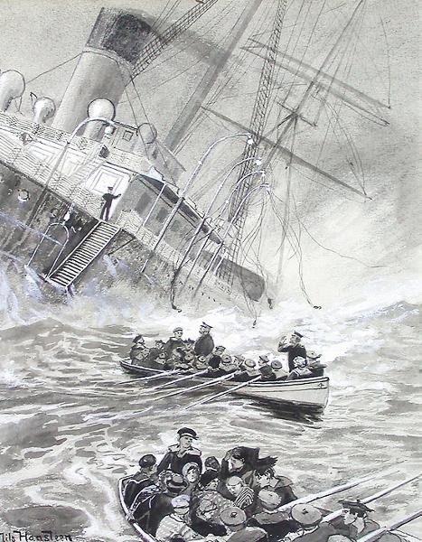 Shipwreck 1894, vintage artwork by Nils Hansteen, 12x8" (A4) Poster