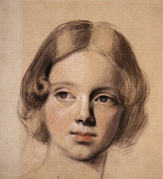 Head of Emma Sandys, vintage artwork by Anthony Frederick Sandys, 12x8" (A4) Poster