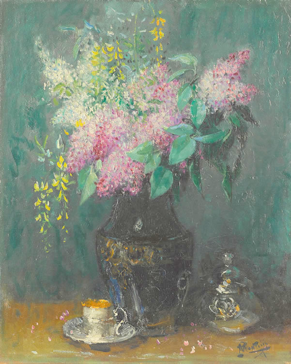Bouquet of Lilacs, vintage artwork by Pierre-Eugène Montezin, 12x8" (A4) Poster