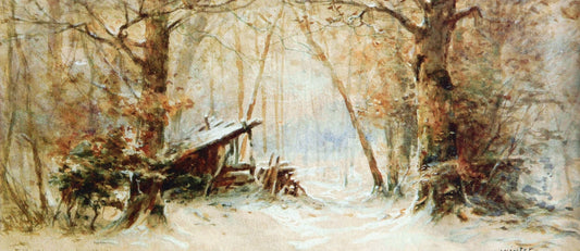 Winter in Giverny, vintage artwork by DuBois Fenelon (D.F.) Hasbrouck, 12x8" (A4) Poster