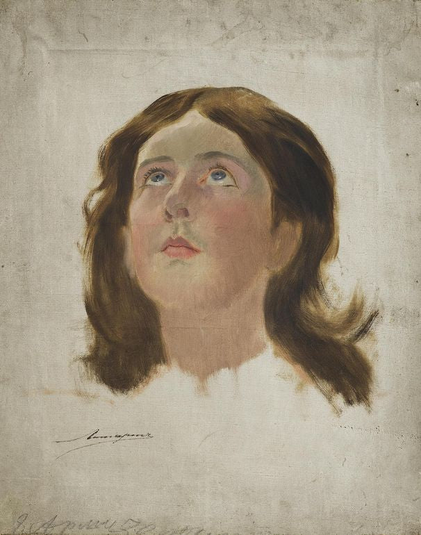 Head of a Girl (study), vintage artwork by Ernest Liphart, 12x8" (A4) Poster