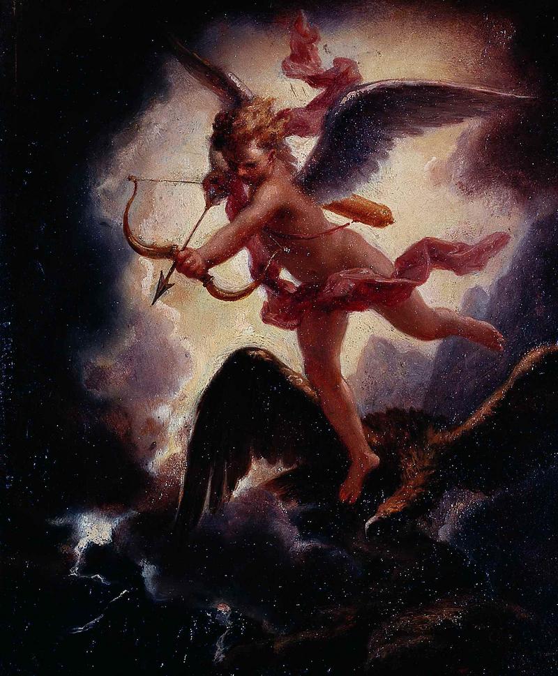 Cupid with the eagle of Jupiter, vintage artwork by Carl Joseph Begas, A3 (16x12") Poster Print