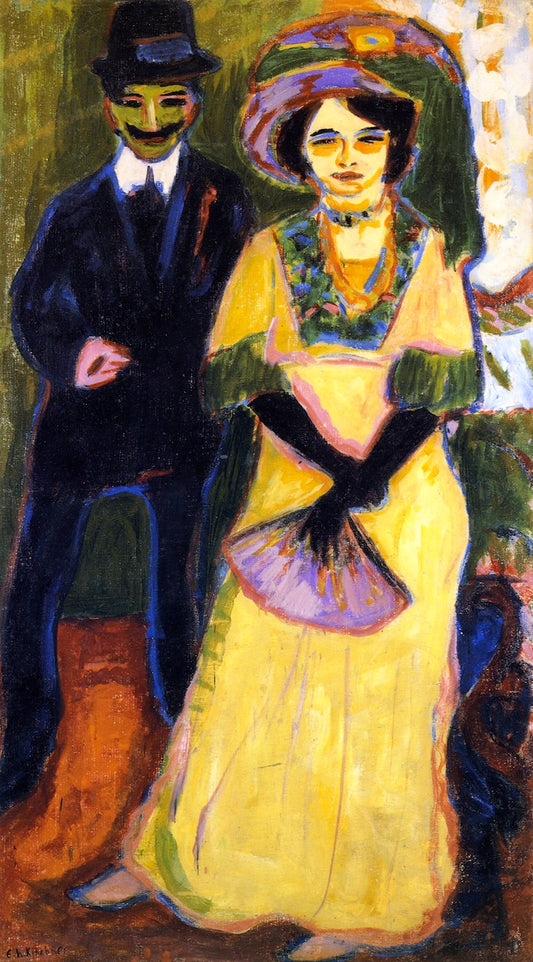 Dodo and Her Brother, vintage artwork by Ernst Ludwig Kirchner, 12x8" (A4) Poster