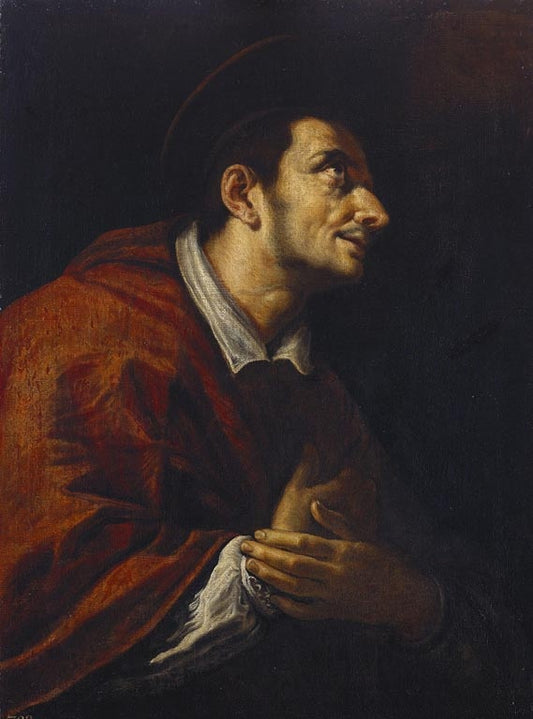 Saint Charles Borromeo (1538-1584), vintage artwork by Domenico Fetti, 12x8" (A4) Poster