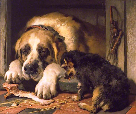 Doubtful Crumbs, vintage artwork by Sir Edwin Landseer, A3 (16x12") Poster Print