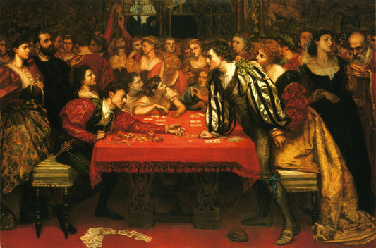 A Venetian Gaming-House in the Sixteenth Century, vintage artwork by Valentine Cameron Prinsep, 12x8" (A4) Poster