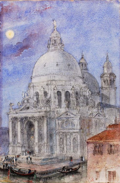 Santa Maria Della Salute, Venice, vintage artwork by Cass Gilbert, 12x8" (A4) Poster
