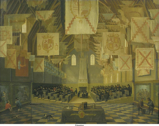 The Reception for the State-General in the Ridderzaal in 1651, vintage artwork by Dirck van Delen, 12x8" (A4) Poster
