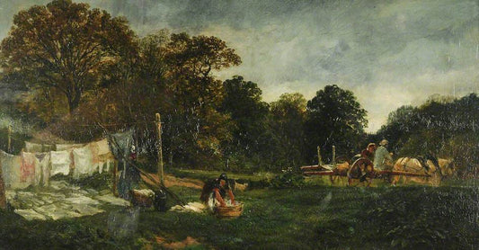 A Glade in Cadzow Forest:  Clothes Drying, vintage artwork by Samuel Bough, 12x8" (A4) Poster