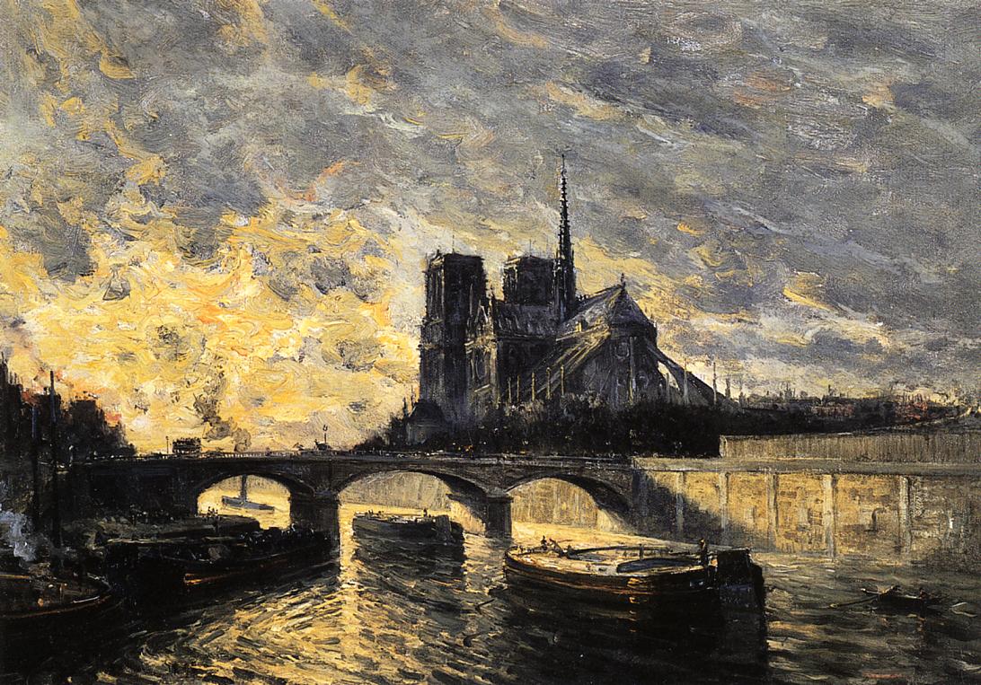 View of Notre Dame by Frank Myers Boggs,A3(16x12")Poster