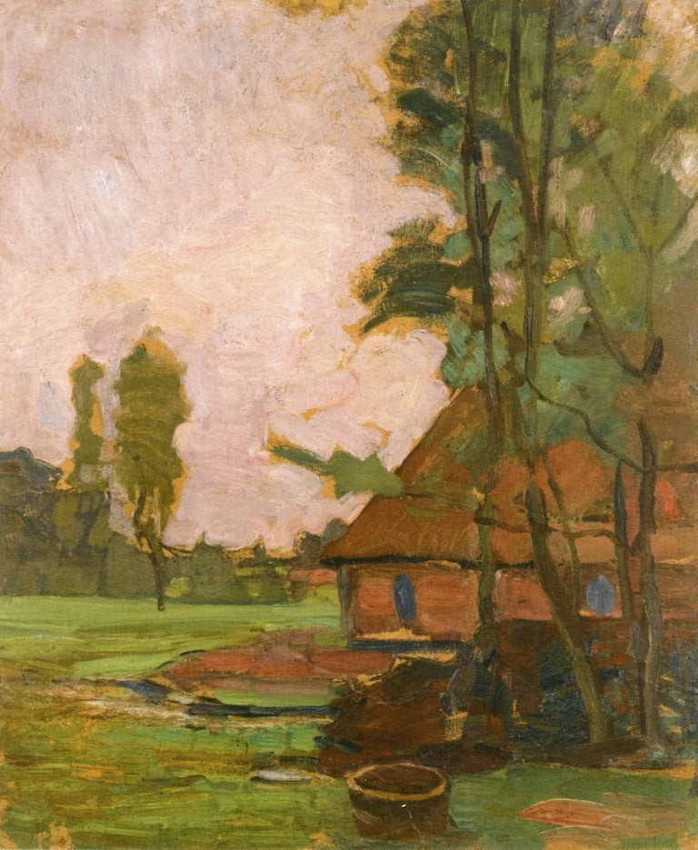 Farm Building and Well, vintage artwork by Piet Mondriaan, 12x8" (A4) Poster