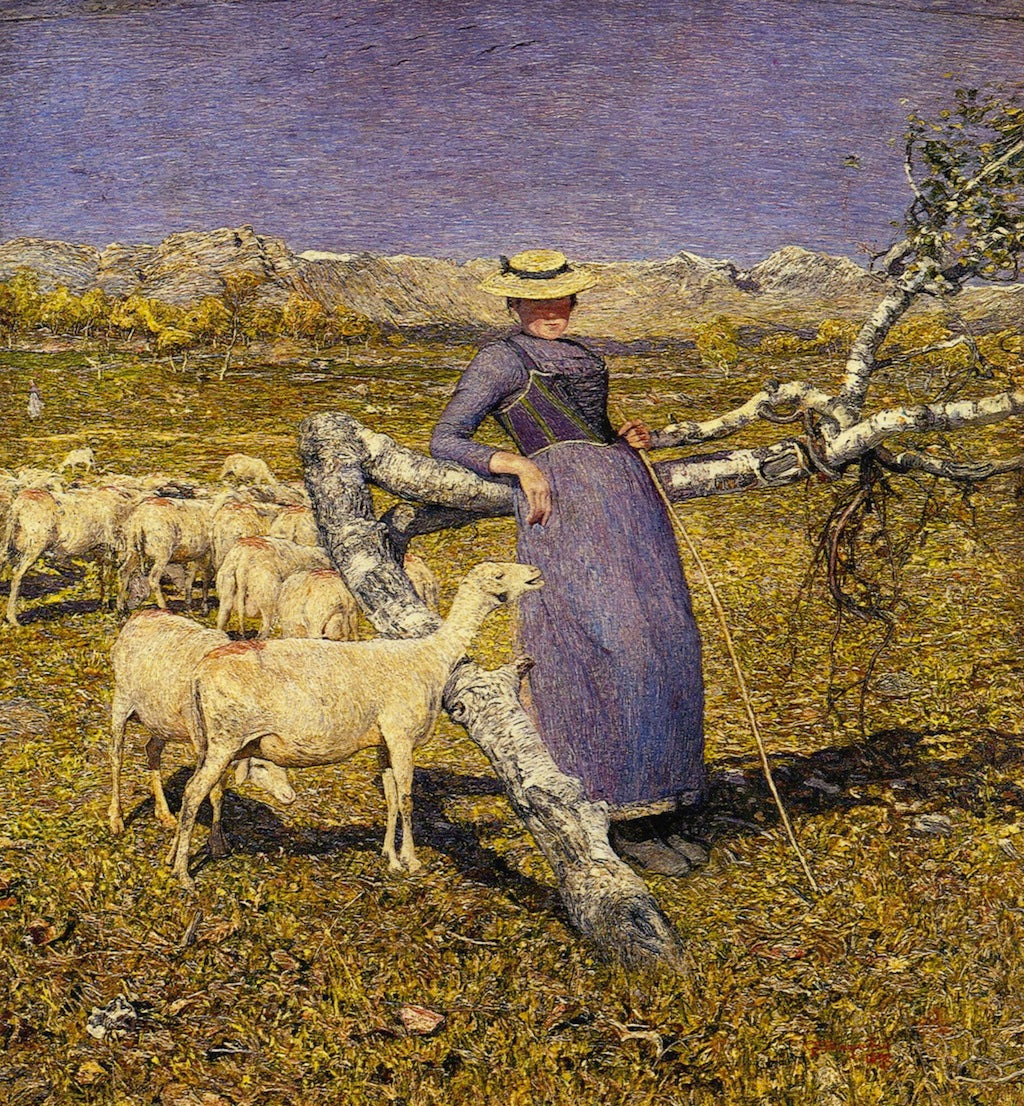 Afternoon in the Alps, vintage artwork by Giovanni Segantini, 12x8" (A4) Poster