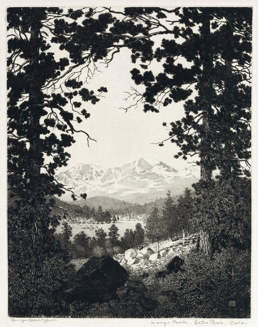Longs Peak, Estes Park, Colorado (No. 4), vintage artwork by George Elbert Burr, 12x8" (A4) Poster
